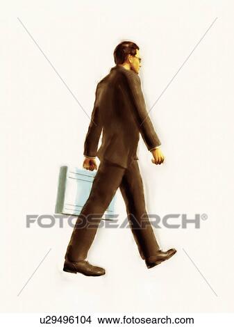 Picture - Businessman standing with briefcase. Fotosearch