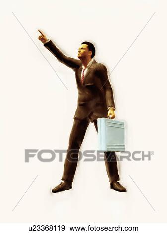 Businessman standing with briefcase pointing View Large Photo Image Stock Photo - Businessman standing with briefcase pointing. Fotosearch