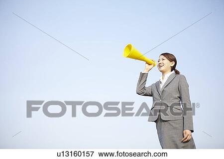 Businesswoman with Megaphone View Large Photo Image Stock Photo - Businesswoman with Megaphone. Fotosearch