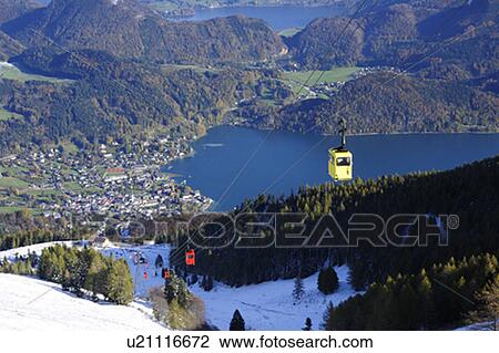 Cable car in Mountains Near St Gilgen View Large Photo Image Stock Image - Cable car in Mountains Near St Gilgen. Fotosearch
