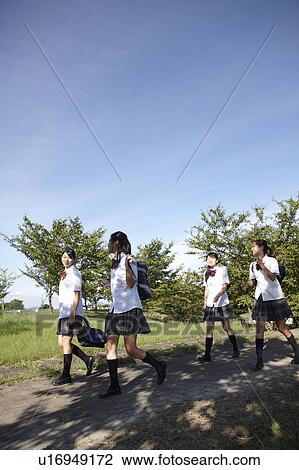 Four Teenage Schoolgirls Walking in Park View Large Photo Image Stock Image - Four Teenage Schoolgirls Walking in Park. Fotosearch