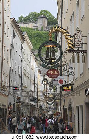 Stock Image - Getreidegasse Street. Fotosearch
