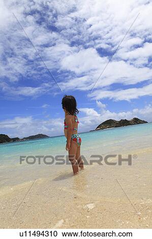 Girl (3 yr) on Beach View Large Photo Image Stock Image - Girl (3 yr) on Beach. Fotosearch