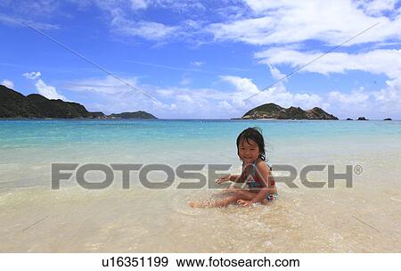 Girl (3 yr) on Beach View Large Photo Image Stock Photo - Girl (3 yr) on Beach. Fotosearch