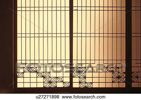 Stock Photo - Glass Door of Japanese Traditional Style House. Fotosearch