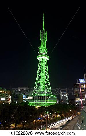 Illuminated TV Tower in Nagoya, Japan View Large Photo Image Stock Photo - Illuminated TV Tower in Nagoya, Japan. Fotosearch