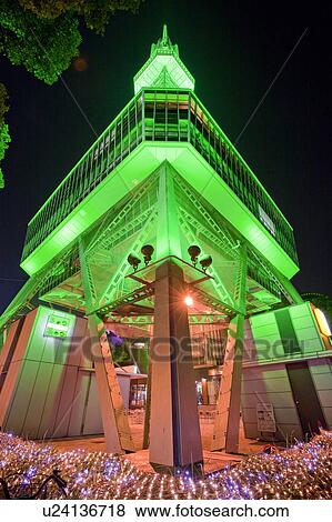 Illuminated TV Tower in Nagoya, Japan View Large Photo Image Stock Photo - Illuminated TV Tower in Nagoya, Japan. Fotosearch