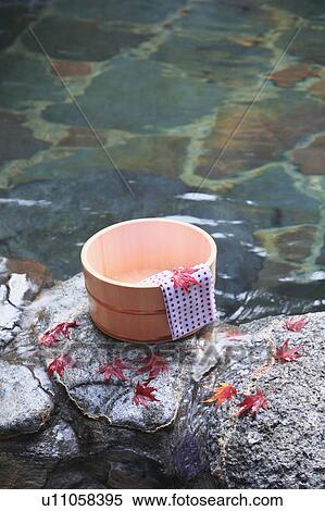 Stock Photography - Japanese-style hot spring in autumn. Fotosearch