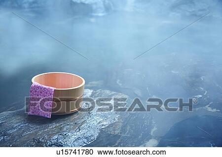 Stock Image - Japanese-style hot spring. Fotosearch