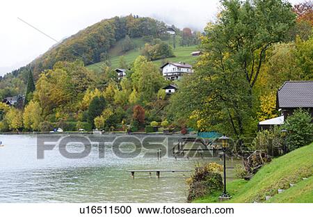 Lake Attersee in Autumn View Large Photo Image Stock Image - Lake Attersee in Autumn. Fotosearch