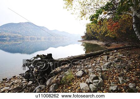 Lake Nukabira in Autumn View Large Photo Image Stock Image - Lake Nukabira in Autumn. Fotosearch