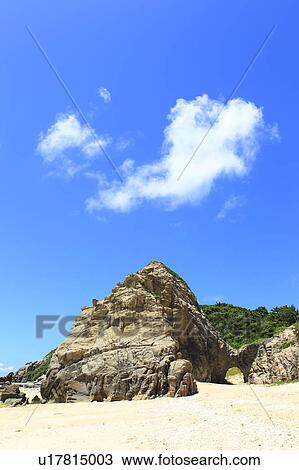Stock Image - Rock Formation on Beach. Fotosearch