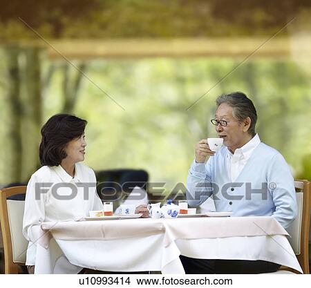 Picture - Senior Couple Having Afternoon Tea. Fotosearch