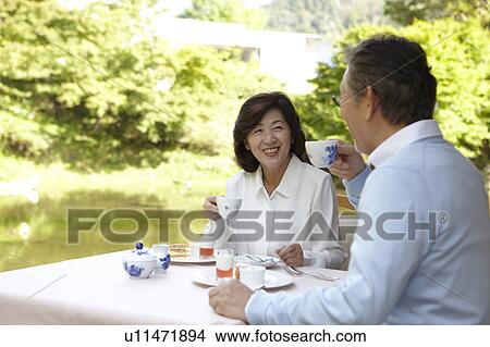 Picture - Senior Couple Having Afternoon Tea. Fotosearch