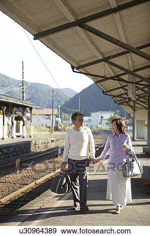 Senior Couple on Platform View Large Photo Image Stock Photo - Senior Couple on Platform. Fotosearch