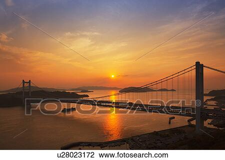 Seto Ohashi Bridge at Sunset View Large Photo Image Stock Image - Seto Ohashi Bridge at Sunset. Fotosearch