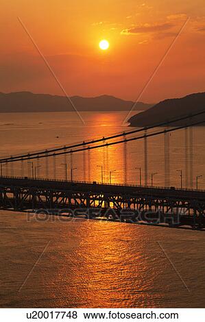 Seto Ohashi Bridge at Sunset View Large Photo Image Stock Photo - Seto Ohashi Bridge at Sunset. Fotosearch