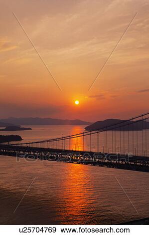Seto Ohashi Bridge at Sunset View Large Photo Image Stock Photo - Seto Ohashi Bridge at Sunset. Fotosearch