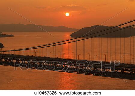 Seto Ohashi Bridge at Sunset View Large Photo Image Stock Photograph - Seto Ohashi Bridge at Sunset. Fotosearch