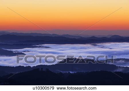 Silhouetted Mountains at Dawn View Large Photo Image Stock Photo - Silhouetted Mountains at Dawn. Fotosearch