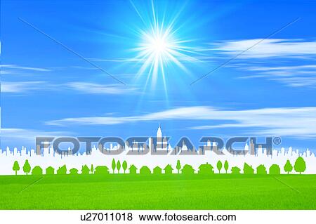 Stock Photo - Skyline and Grass Field. Fotosearch