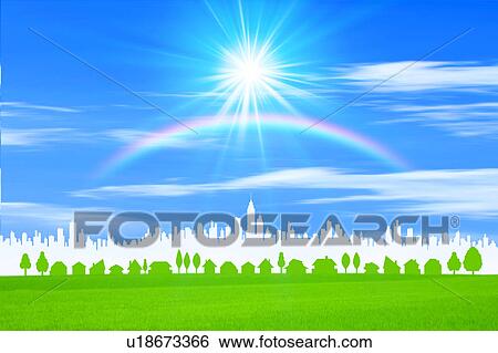 Stock Photograph - Skyline and Grass Field. Fotosearch