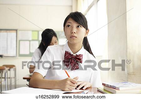 Teenage Girl in Classroom View Large Photo Image Stock Photo - Teenage Girl in Classroom. Fotosearch