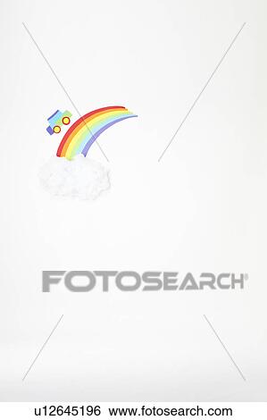 Stock Photograph - Toy Car Over Rainbow. Fotosearch