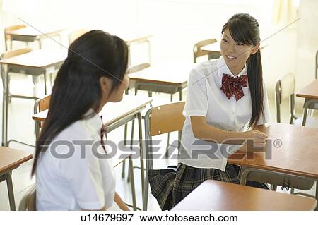 Two Schoolgirls in Classroom View Large Photo Image Stock Photo - Two Schoolgirls in Classroom. Fotosearch