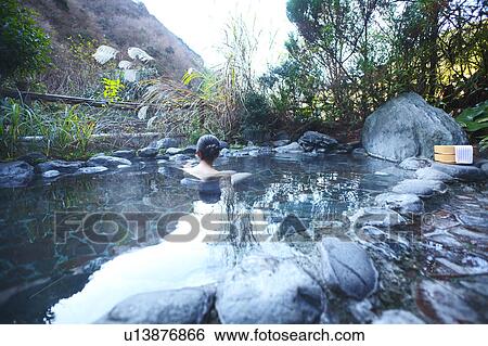 Woman in hot spring View Large Photo Image Stock Photograph - Woman in hot spring. Fotosearch