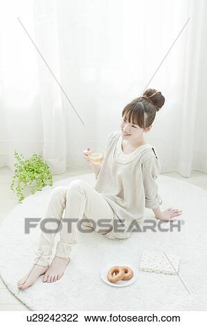 Young Woman Having Tea View Large Photo Image Stock Image - Young Woman Having Tea. Fotosearch