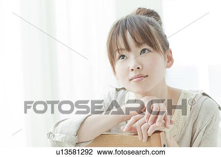 Young Woman Looking Up View Large Photo Image Stock Image - Young Woman Looking Up. Fotosearch