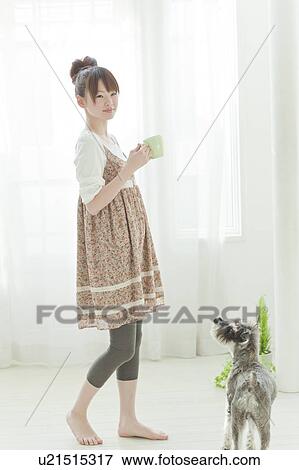 Young Woman with Miniature Schnauzer View Large Photo Image Stock Photo - Young Woman with Miniature Schnauzer. Fotosearch