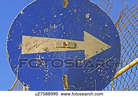 Stock Photo - Arrow on road sign. Fotosearch