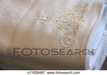Bath towel with embroidery View Large Photo Image Stock Photo - Bath towel with embroidery. Fotosearch