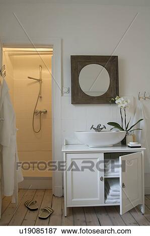 Stock Photo - Bathroom with shower. Fotosearch