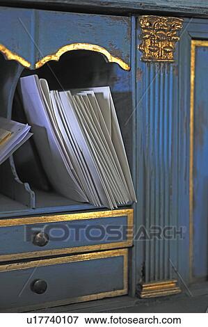 Stock Photo - Blue shelf with drawers. Fotosearch