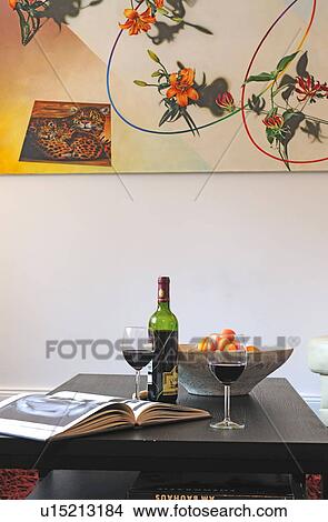Book, red wine and fruit bowl on table View Large Photo Image Picture - Book, red wine and fruit bowl on table. Fotosearch