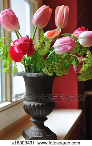 Bunch of flowers at the window View Large Photo Image Stock Image - Bunch of flowers at the window. Fotosearch