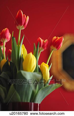 Stock Image - Bunch of flowers with tulips. Fotosearch