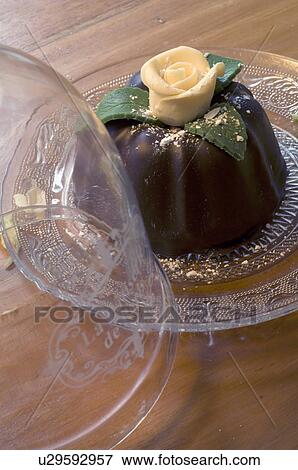 Chocolate cake garnished with rose petal View Large Photo Image Stock Photo - Chocolate cake garnished with rose petal. Fotosearch