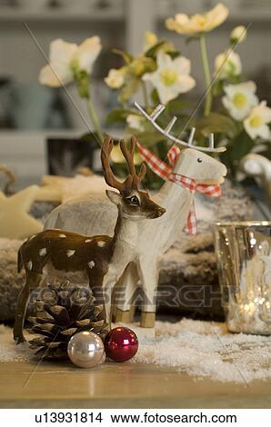 Picture - Christmas decoration with deer figurines. Fotosearch