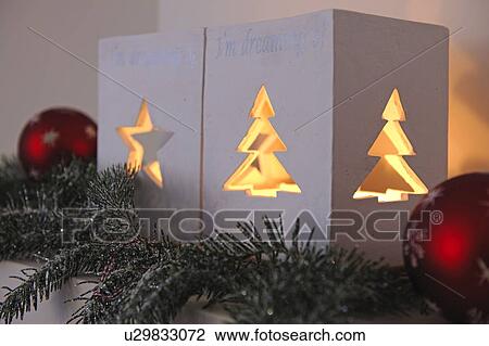 Christmas decoration with windlights on ledge View Large Photo Image Stock Image - Christmas decoration with windlights on ledge. Fotosearch
