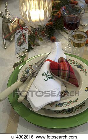 Christmas place setting View Large Photo Image Stock Photograph - Christmas place setting. Fotosearch