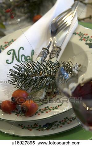 Stock Photography - Christmas place setting. Fotosearch