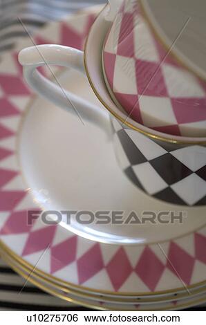 Coffee cups on plates View Large Photo Image Stock Photograph - Coffee cups on plates. Fotosearch