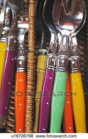 Stock Photo - Colorful spoons and forks. Fotosearch