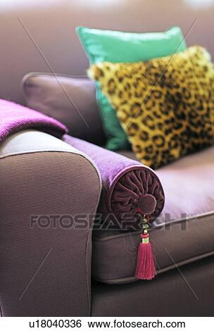 Cushion on couch View Large Photo Image Stock Photograph - Cushion on couch. Fotosearch