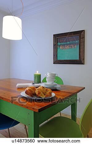 Dining room with wooden table View Large Photo Image Stock Image - Dining room with wooden table. Fotosearch