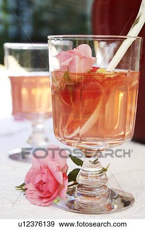 Stock Photo - Drink and blossom on table. Fotosearch